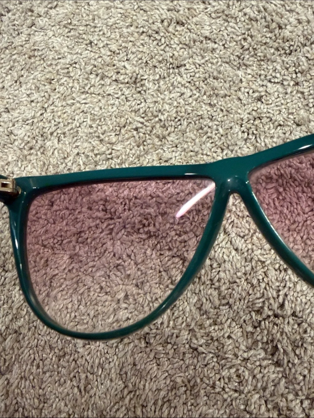 Gucci Green Frame with Red Brow Pink Lens Cat-Eye Sunglasses